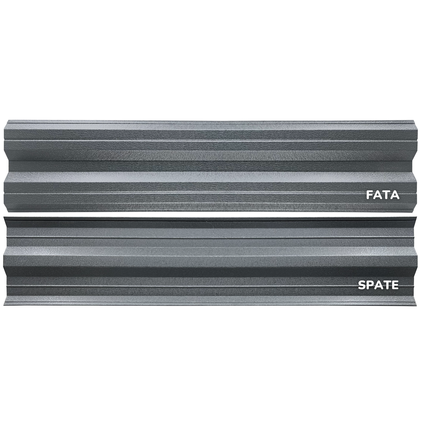 Prim-plan al modelului SIMETRICA Sipca Metalica cu finisaj de Mat Dublu în culoare Gri Grafit Dublu, disponibil pe www.sipca.ro, fabricat de Top Profil Sistem.