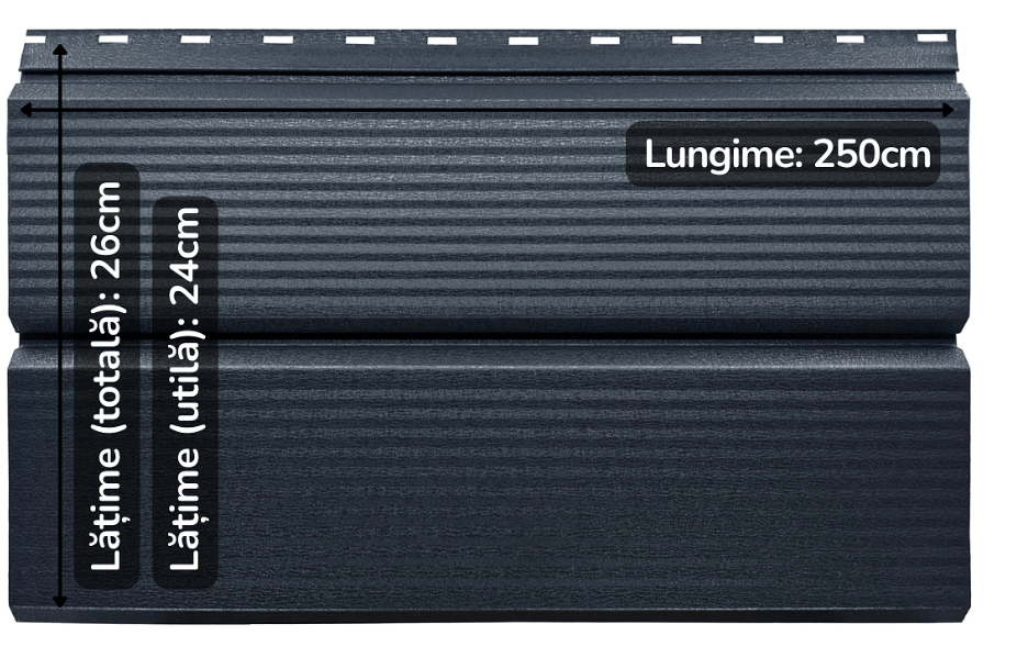 Lambriu Metalic Striat Venus, Gri Atlantic RAL 7016