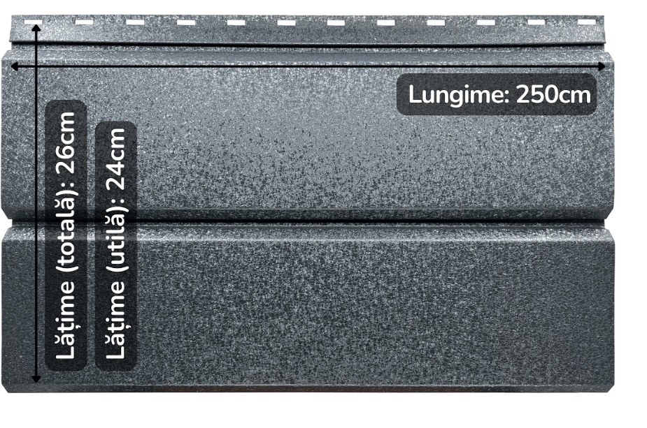 Lambriu Metalic Drept Jupiter, Gri Perlat RAL 7024