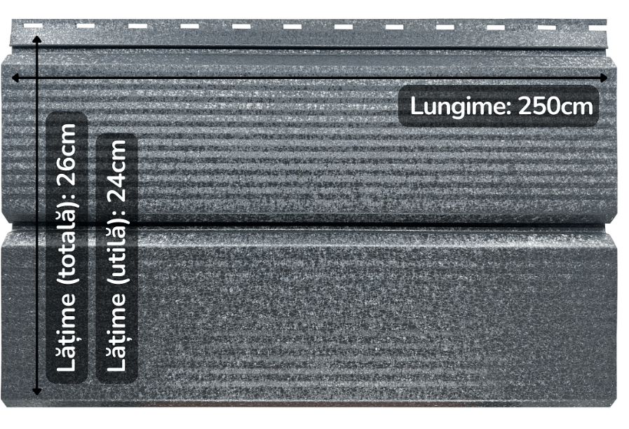 Lambriu Metalic Striat Venus, Gri Perlat RAL 7024