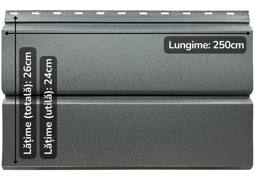 Lambriu Metalic Drept Jupiter, Gri Grafit RAL 7024