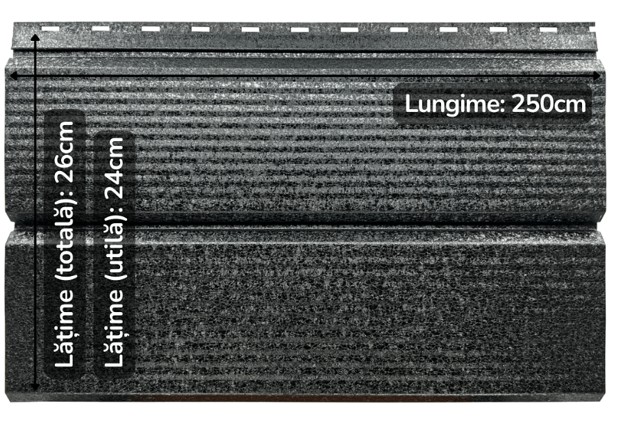 Lambriu Metalic Striat Venus, Negru de Noapte RAL 9005