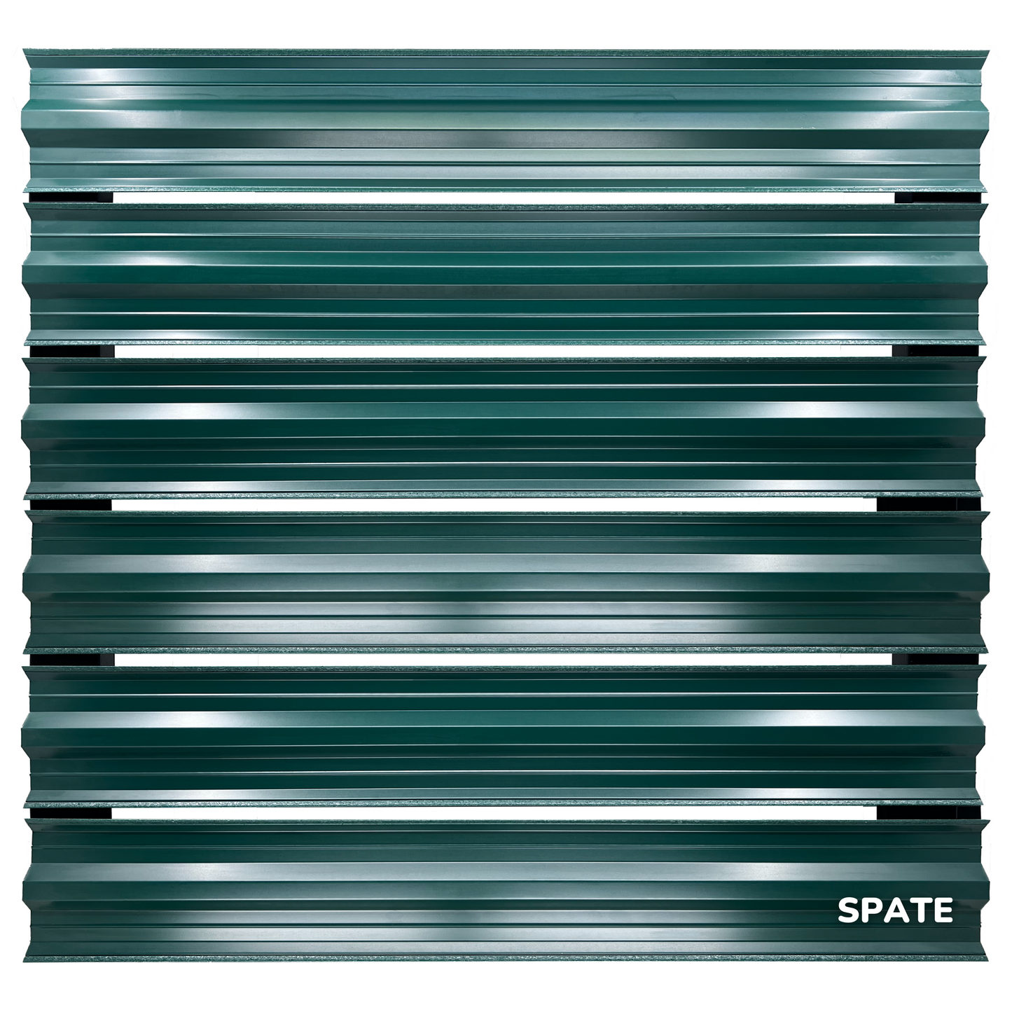 Prim-plan al modelului SIMETRICA Sipca Metalica cu finisaj de Hi-Mat în culoare Verde Pin RAL 6005, disponibil pe www.sipca.ro, fabricat de Top Profil Sistem.