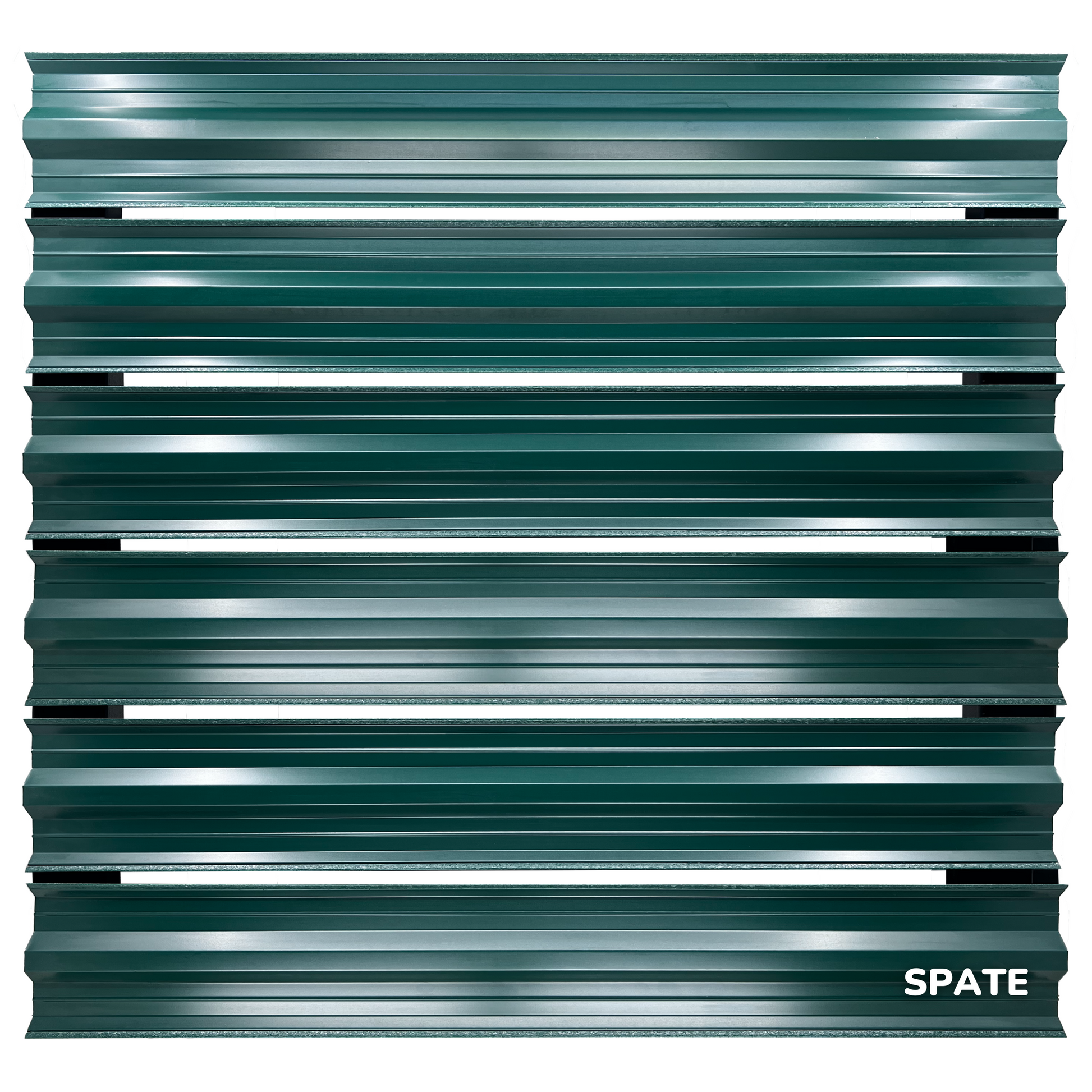 Prim-plan al modelului SIMETRICA Sipca Metalica cu finisaj de Hi-Mat în culoare Verde Pin RAL 6005, disponibil pe www.sipca.ro, fabricat de Top Profil Sistem.