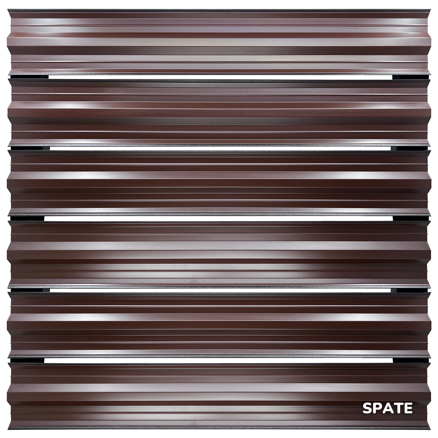 Prim-plan al modelului SIMETRICA Sipca Metalica cu finisaj de Mat în culoare Maro Espresso RAL 8019, disponibil pe www.sipca.ro, fabricat de Top Profil Sistem.