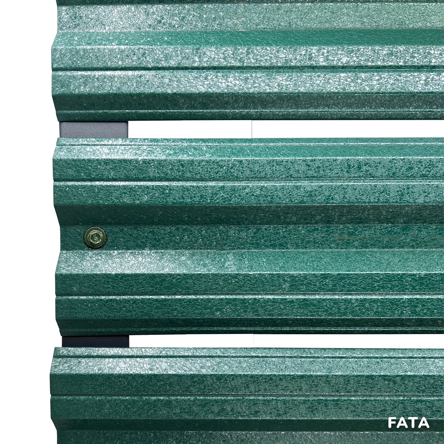 Prim-plan al modelului SIMETRICA Sipca Metalica cu finisaj de Hi-Mat în culoare Verde Pin RAL 6005, disponibil pe www.sipca.ro, fabricat de Top Profil Sistem.