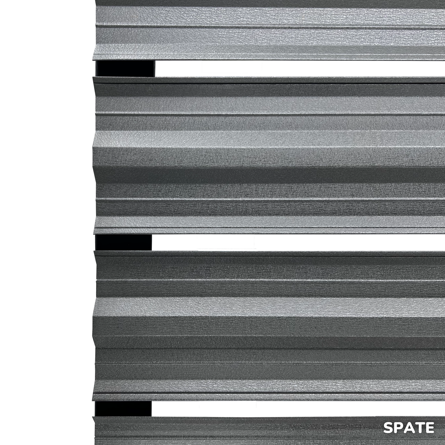 Prim-plan al modelului SIMETRICA Sipca Metalica cu finisaj de Mat Dublu în culoare Gri Grafit Dublu, disponibil pe www.sipca.ro, fabricat de Top Profil Sistem.