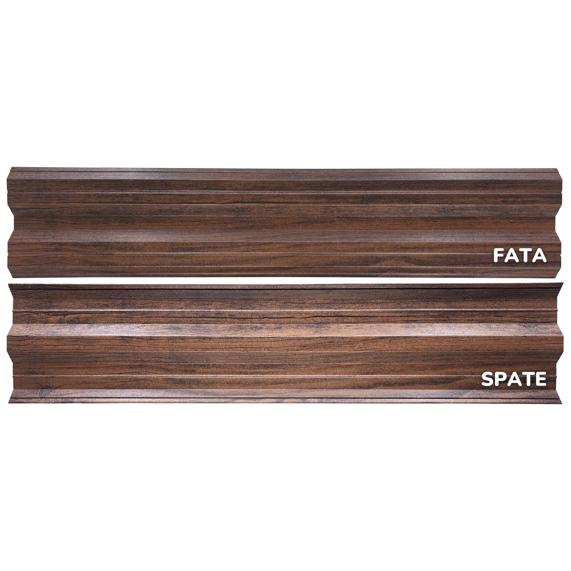 Prim-plan al modelului SIMETRICA Sipca Metalica cu finisaj de Imitație Lemn Dublu în culoare Mahon Dublu, disponibil pe www.sipca.ro, fabricat de Top Profil Sistem.