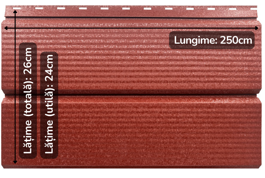 Lambriu Metalic Striat Venus, Caramida Rosie RAL 3009