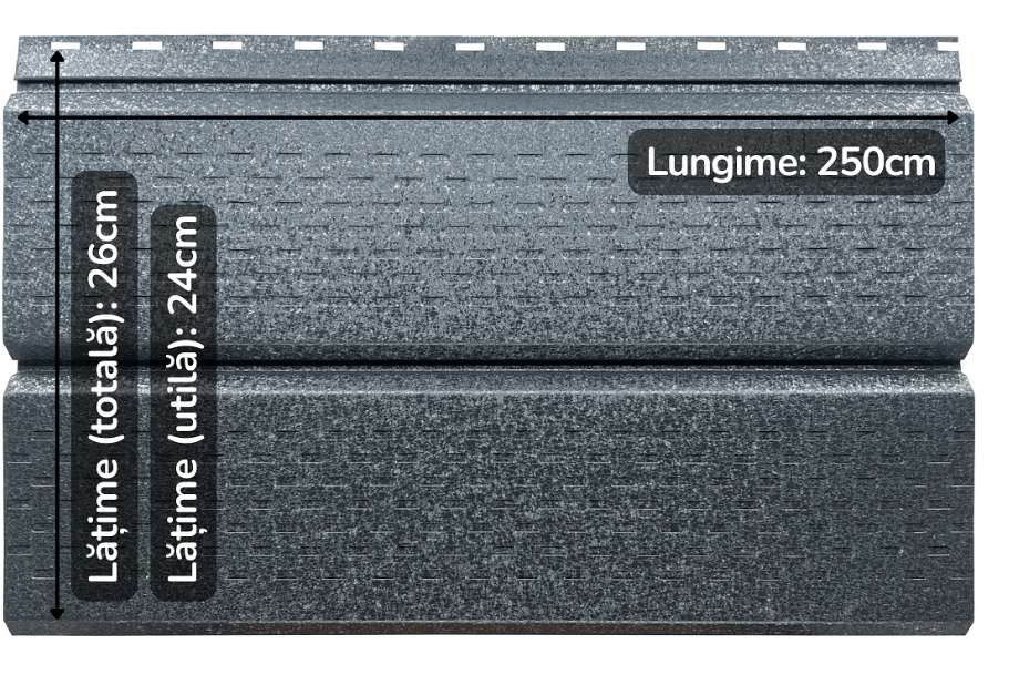 Lambriu Metalic Perforat Saturn, Gri Perlat RAL 7024