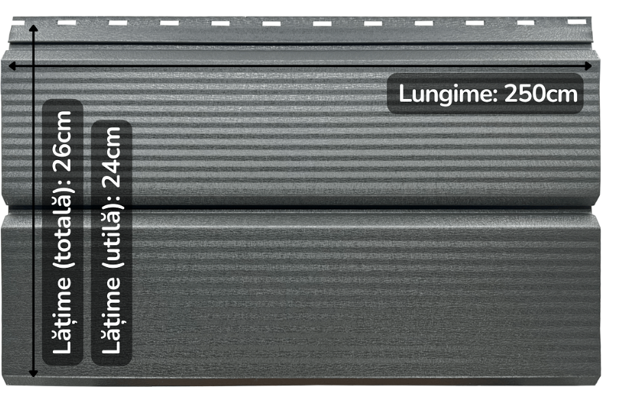 Lambriu Metalic Striat Venus, Gri Grafit RAL 7024