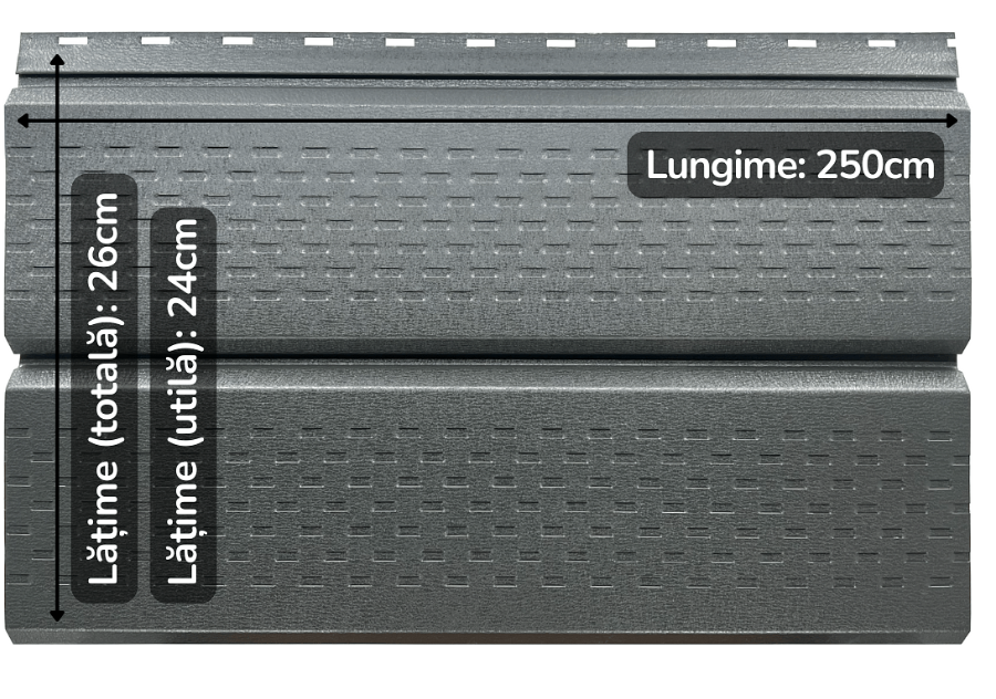 Lambriu Metalic Perforat Saturn, Gri Grafit RAL 7024