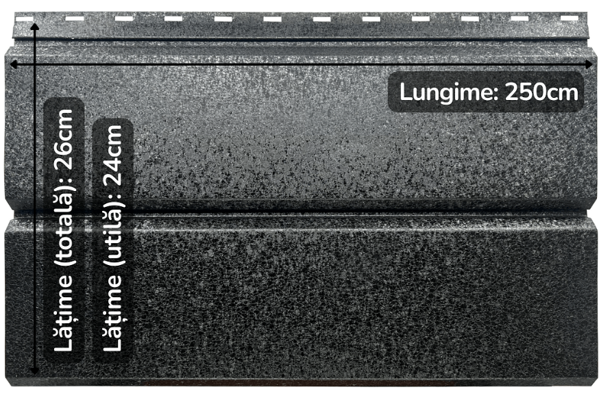 Lambriu Metalic Drept Jupiter, Negru de Noapte RAL 9005