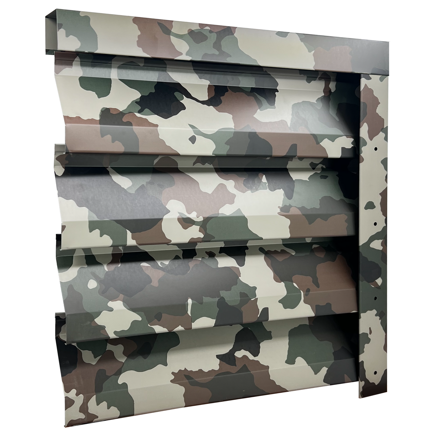 Prim-plan al modelului ATLAS Gard Jaluzele cu finisaj de Print în culoare Camuflaj, disponibil pe www.jaluzelegard.ro, fabricat de Top Profil Sistem.