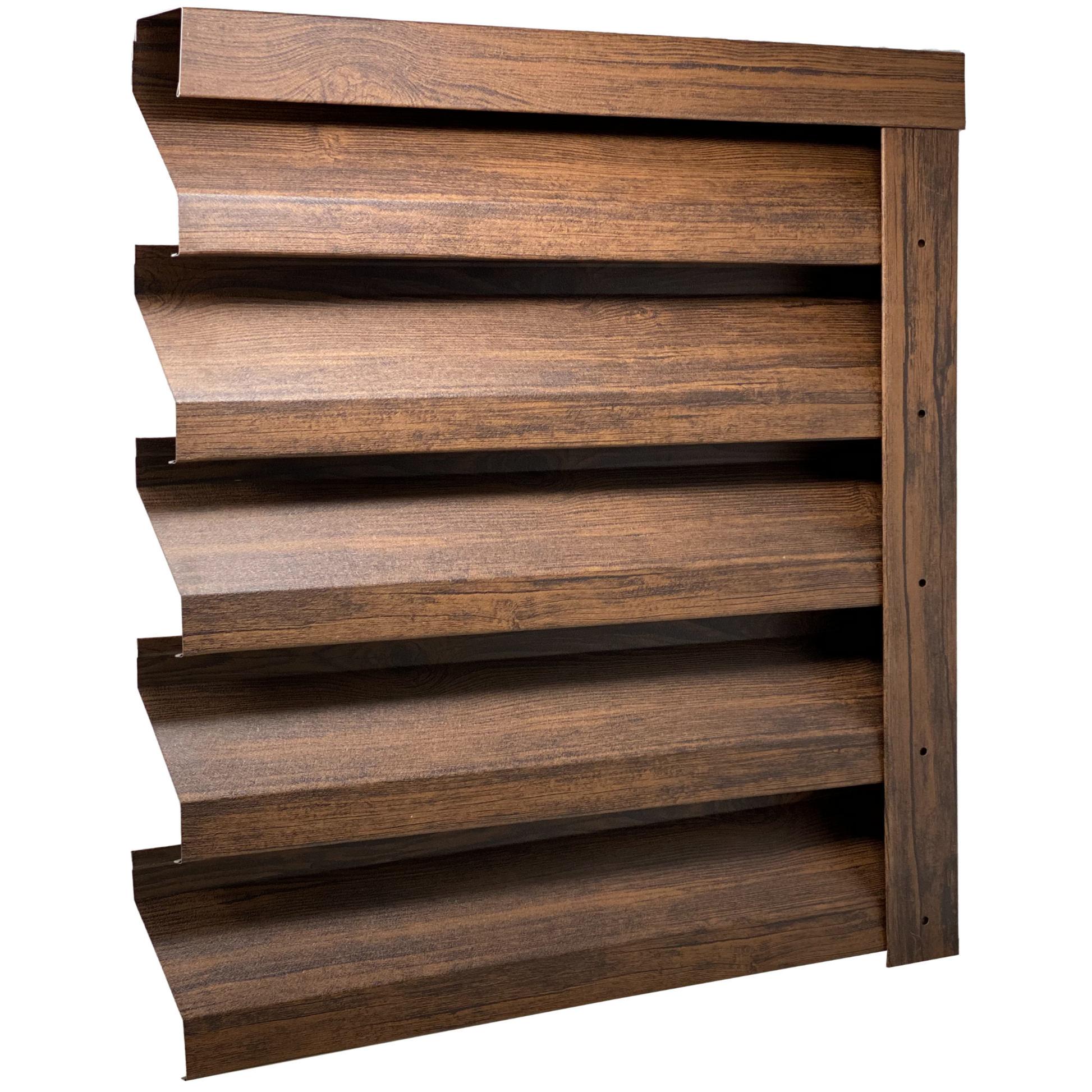 Prim-plan al modelului ATLAS Gard Jaluzele cu finisaj de Imitație Lemn în culoare Mahon, disponibil pe www.jaluzelegard.ro, fabricat de Top Profil Sistem.