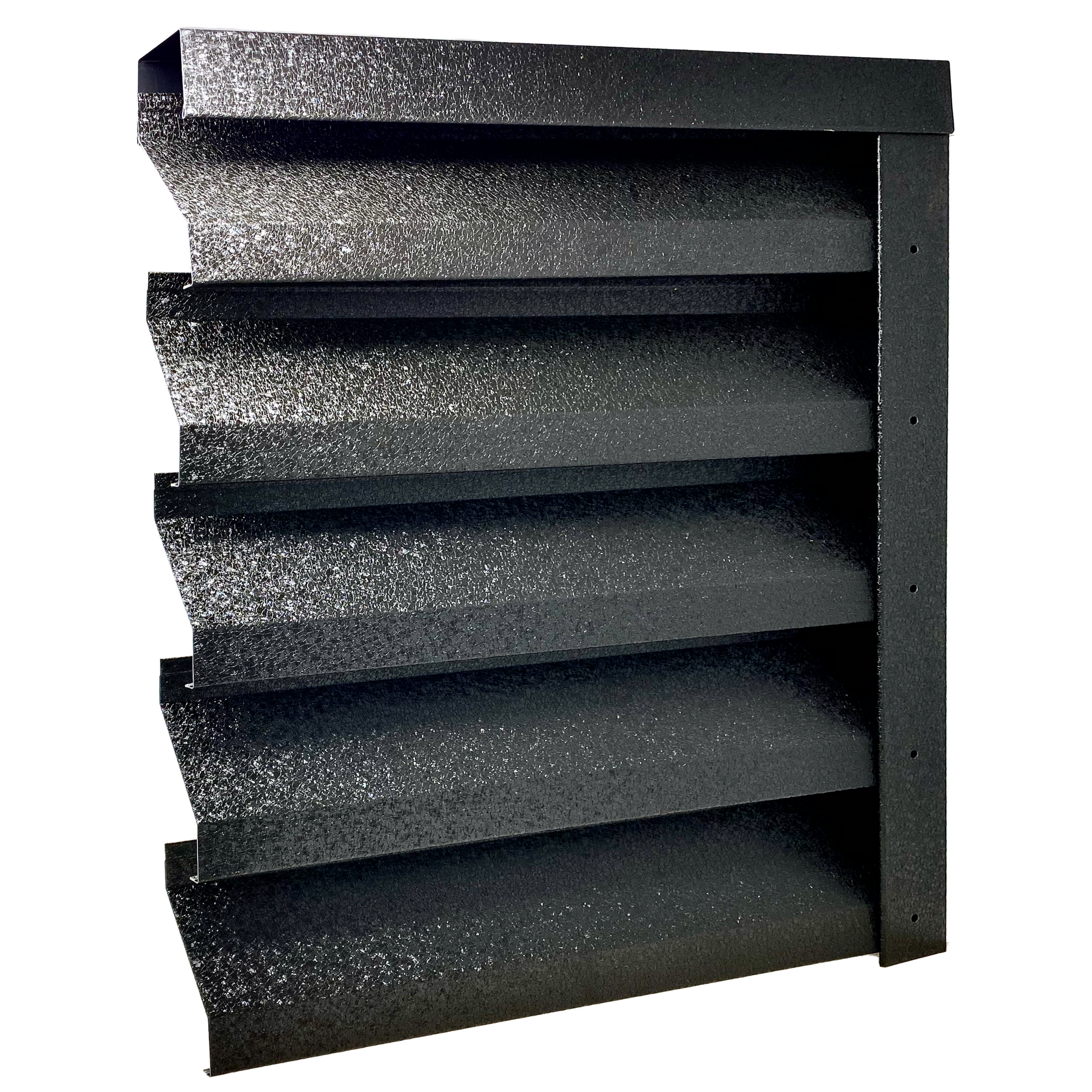 Prim-plan al modelului ATLAS Gard Jaluzele cu finisaj de Hi-Mat în culoare Negru de Noapte RAL 9005, disponibil pe www.jaluzelegard.ro, fabricat de Top Profil Sistem.