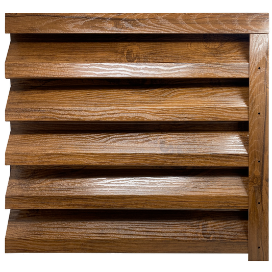 Prim-plan al modelului ATLAS Gard Jaluzele cu finisaj de Imitație Lemn DUBLU în culoare Nuc Striat Dublu, disponibil pe www.jaluzelegard.ro, fabricat de Top Profil Sistem.