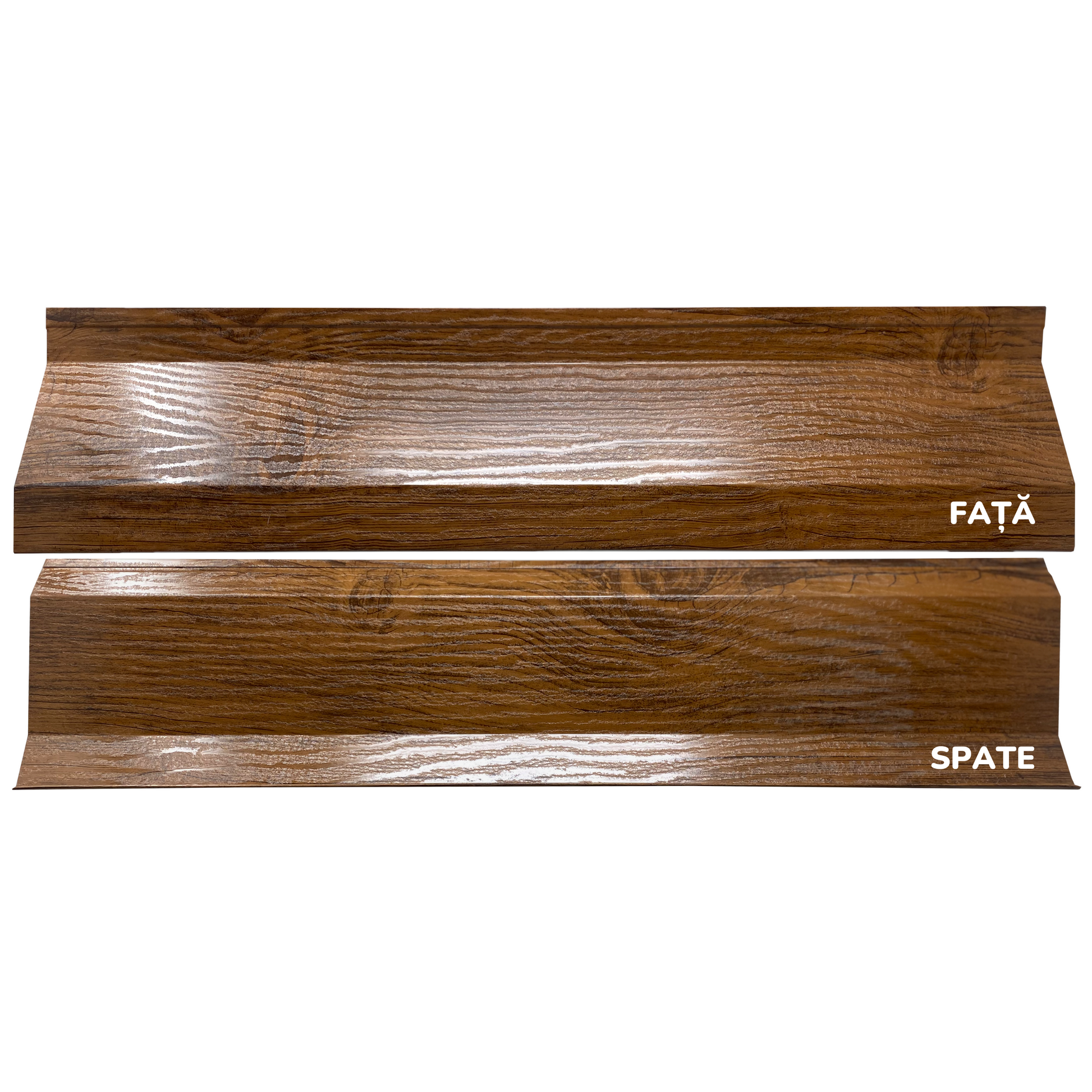 Prim-plan al modelului ATLAS Gard Jaluzele cu finisaj de Imitație Lemn DUBLU în culoare Nuc Striat Dublu, disponibil pe www.jaluzelegard.ro, fabricat de Top Profil Sistem.