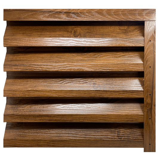 Prim-plan al modelului ATLAS Gard Jaluzele cu finisaj de Imitație Lemn în culoare Nuc Striat, disponibil pe www.jaluzelegard.ro, fabricat de Top Profil Sistem.