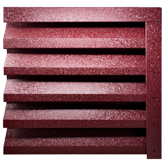 Prim-plan al modelului ATLAS Gard Jaluzele cu finisaj de Hi-Mat în culoare Vișina RAL 3005, disponibil pe www.jaluzelegard.ro, fabricat de Top Profil Sistem.