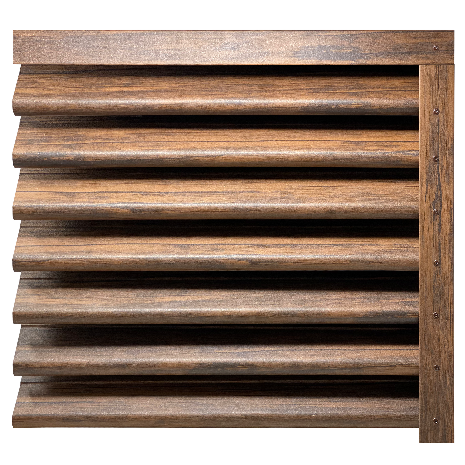 Prim-plan al modelului PIRAMIDA Gard Jaluzele cu finisaj de Imitație Lemn în culoare Mahon, disponibil pe www.jaluzelegard.ro, fabricat de Top Profil Sistem.