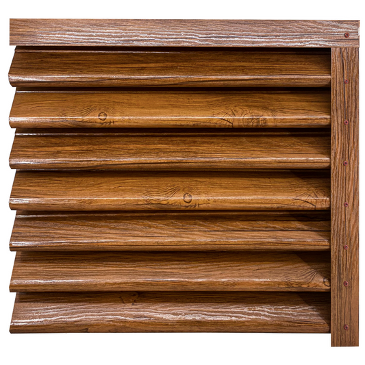 Prim-plan al modelului PIRAMIDA Gard Jaluzele cu finisaj de Imitație Lemn în culoare Nuc Striat, disponibil pe www.jaluzelegard.ro, fabricat de Top Profil Sistem.