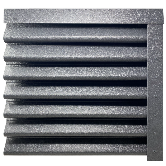 Prim-plan al modelului PIRAMIDA Gard Jaluzele cu finisaj de Hi-Mat în culoare Gri Perlat RAL 7024, disponibil pe www.jaluzelegard.ro, fabricat de Top Profil Sistem.