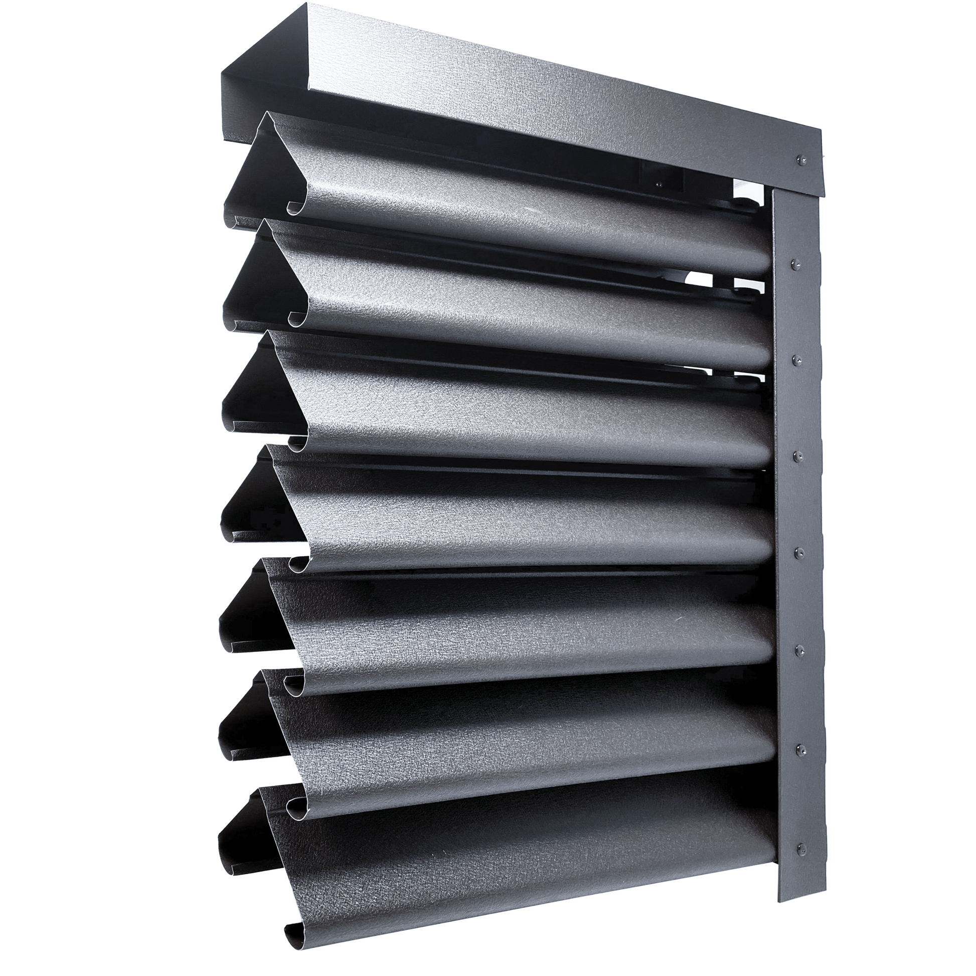 Prim-plan al modelului PIRAMIDA Gard Jaluzele cu finisaj de Mat în culoare Gri Grafit RAL 7024, disponibil pe www.jaluzelegard.ro, fabricat de Top Profil Sistem.