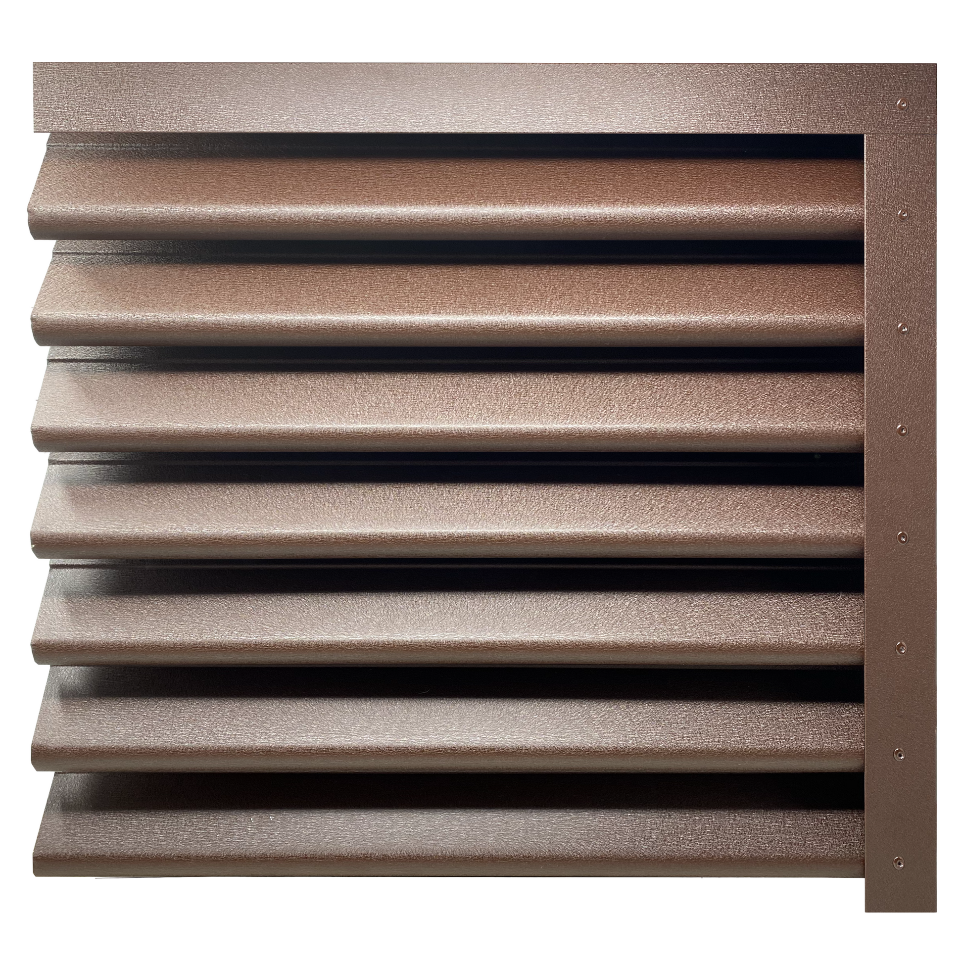 Prim-plan al modelului PIRAMIDA Gard Jaluzele cu finisaj de Mat în culoare Maro Ciocolata RAL 8017, disponibil pe www.jaluzelegard.ro, fabricat de Top Profil Sistem.