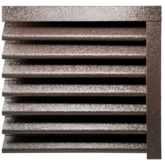 Prim-plan al modelului PIRAMIDA Gard Jaluzele cu finisaj de Hi-Mat în culoare Maro Cedru RAL 8019, disponibil pe www.jaluzelegard.ro, fabricat de Top Profil Sistem.