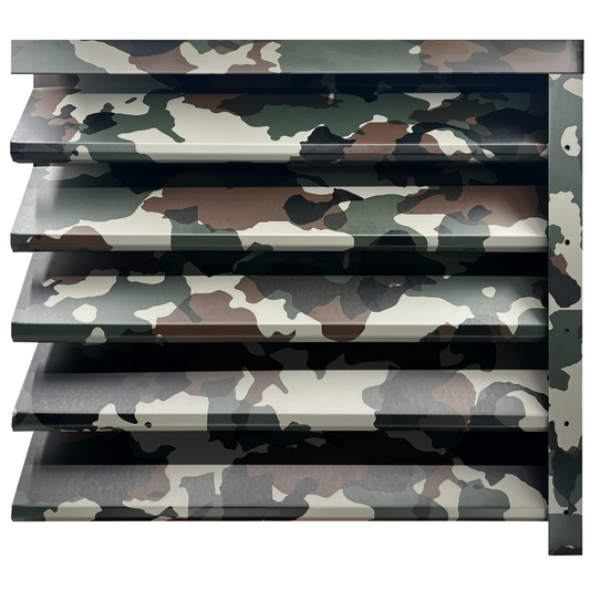 Prim-plan al modelului SIGMA Gard Jaluzele cu finisaj de Print în culoare Camuflaj, disponibil pe www.jaluzelegard.ro, fabricat de Top Profil Sistem.