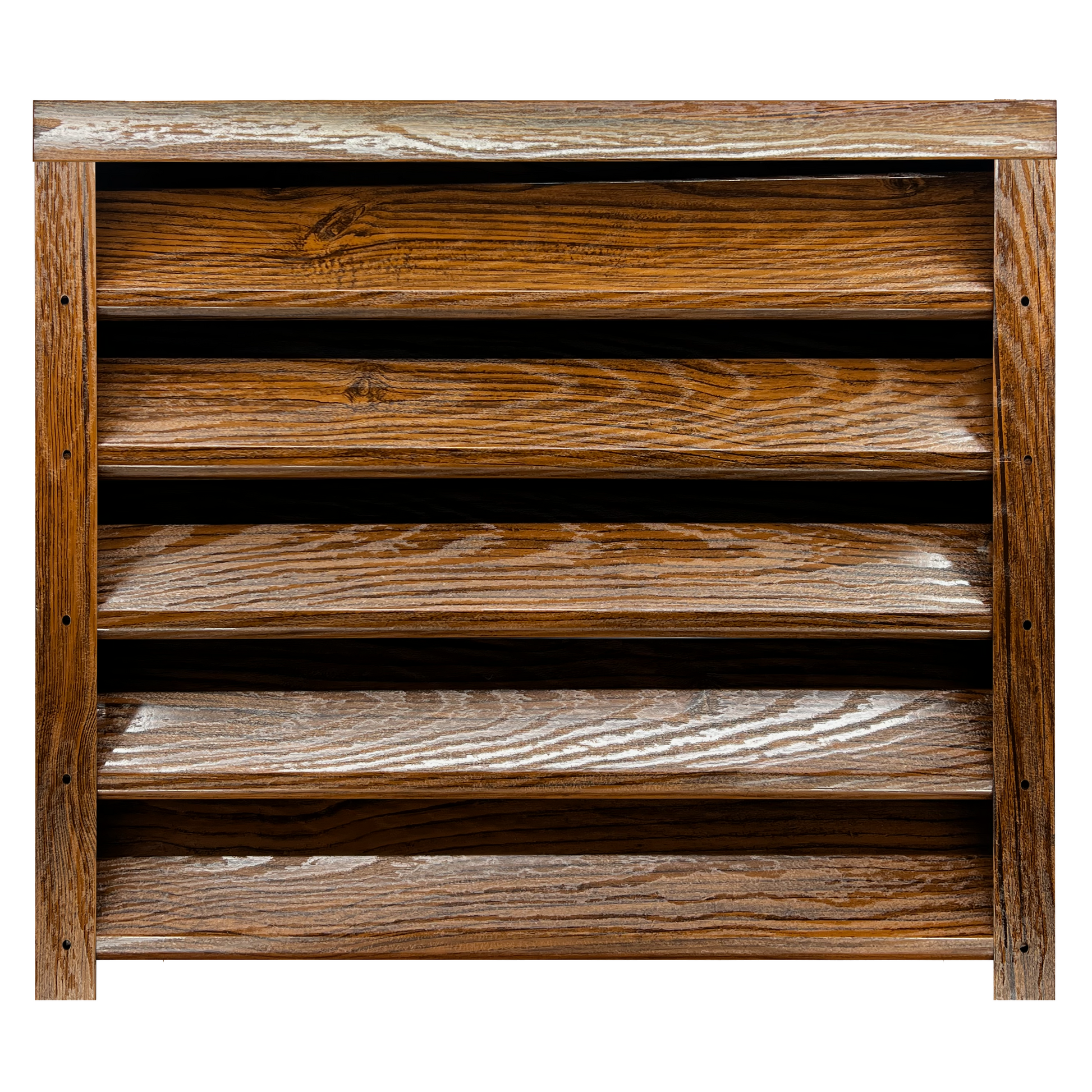 Prim-plan al modelului SIGMA Gard Jaluzele cu finisaj de Imitație Lemn DUBLU în culoare Nuc Striat Dublu, disponibil pe www.jaluzelegard.ro, fabricat de Top Profil Sistem.