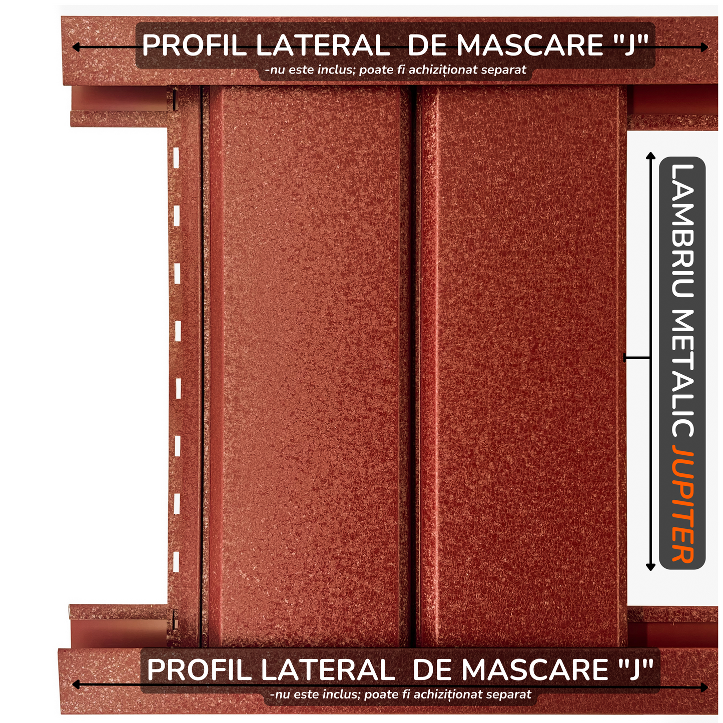 Lambriu Metalic Drept Jupiter, Caramida RAL 3009