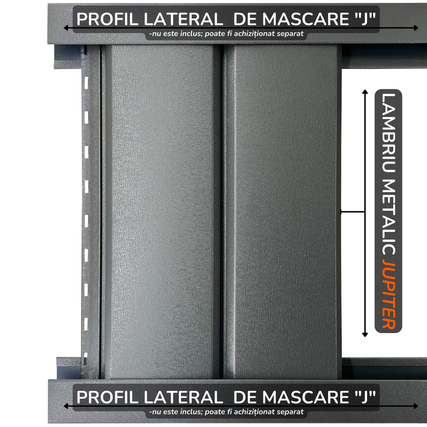 Lambriu Metalic Drept Jupiter, Gri Grafit RAL 7024