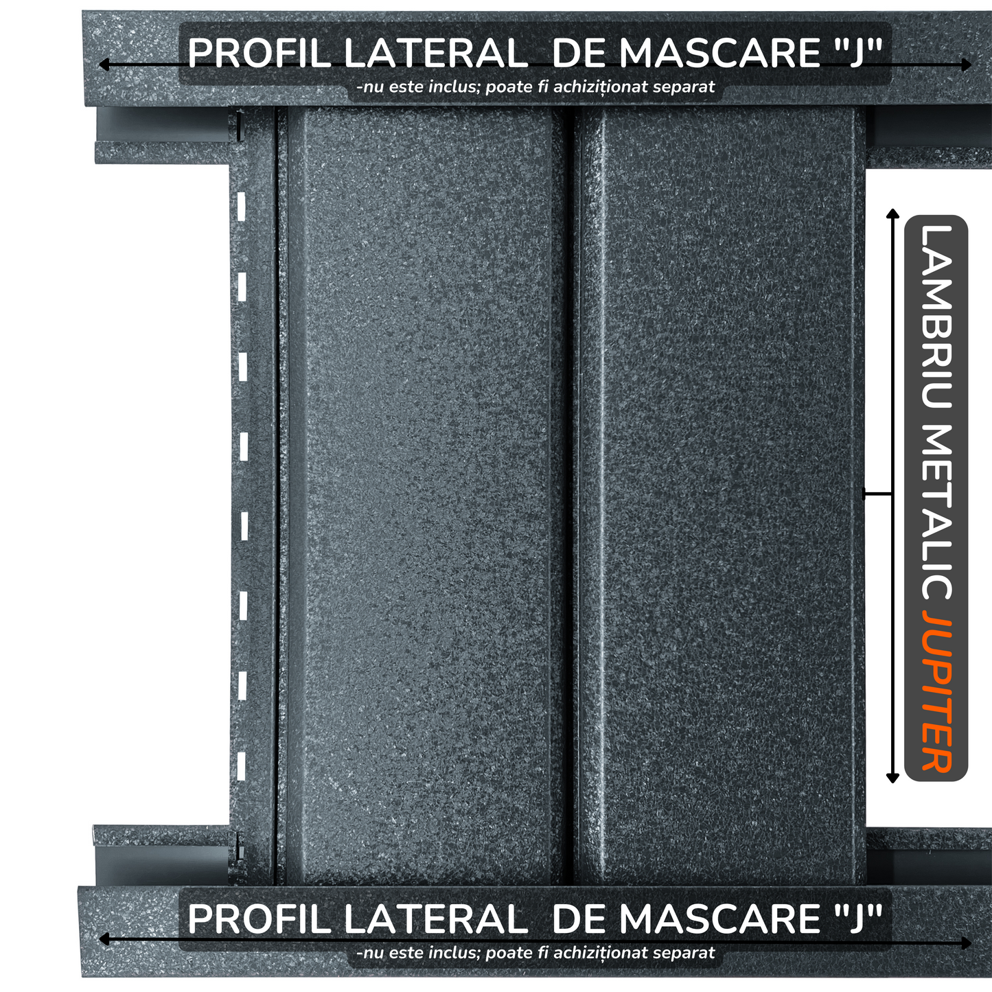 Lambriu Metalic Drept Jupiter, Gri Perlat RAL 7024
