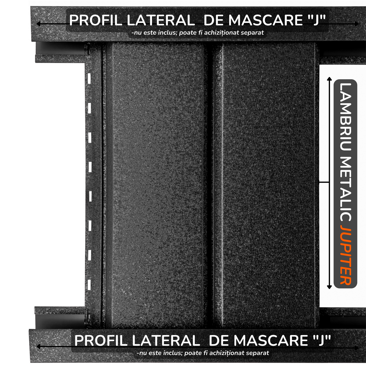 Lambriu Metalic Drept Jupiter, Negru de Noapte RAL 9005