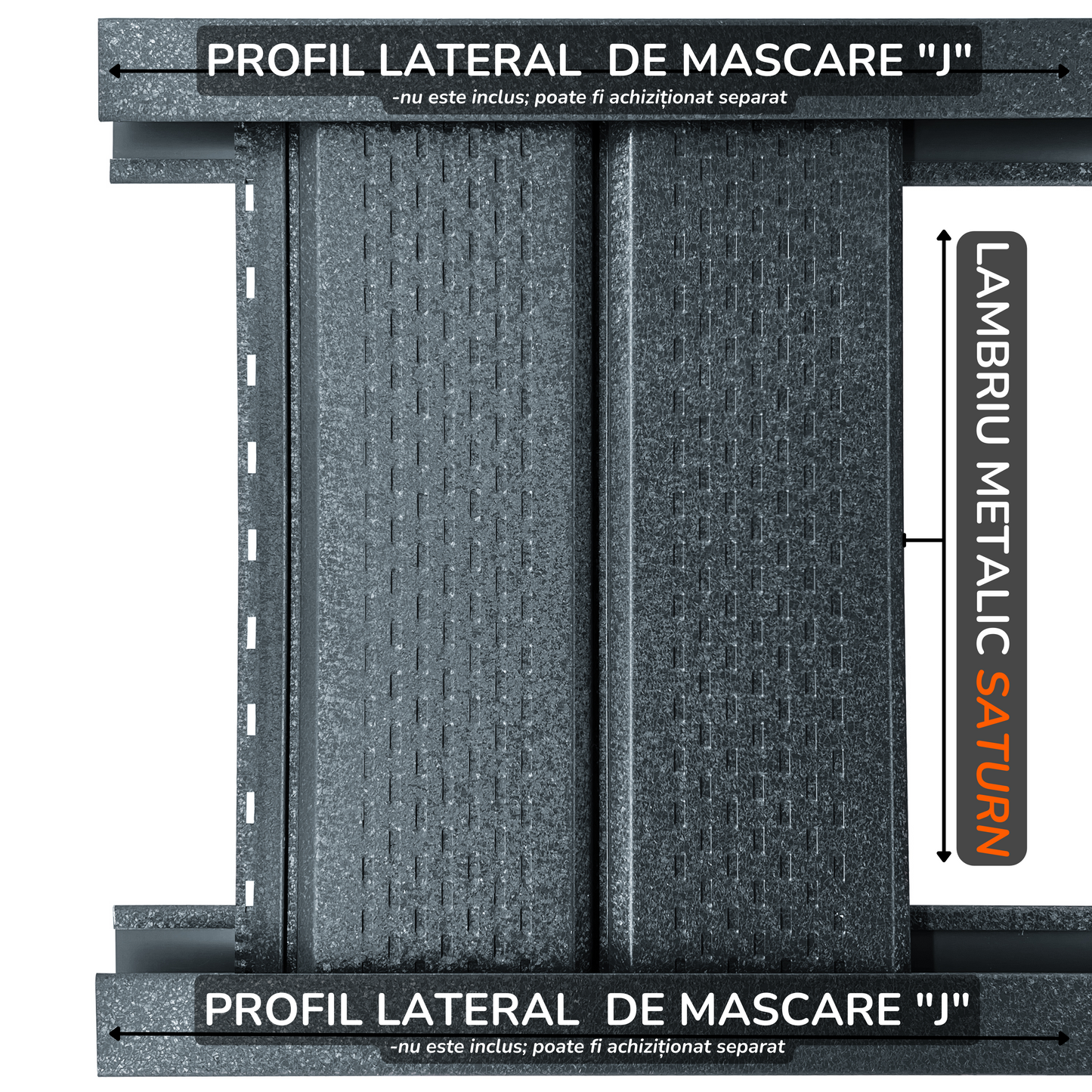 Lambriu Metalic Perforat Saturn, Gri Perlat RAL 7024