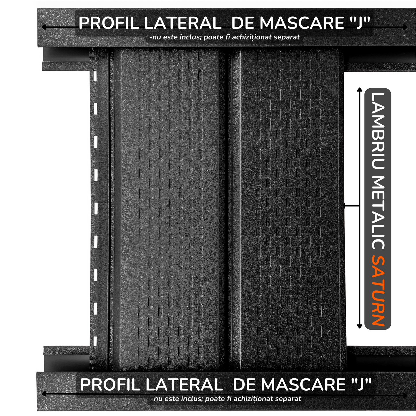 Lambriu Metalic Perforat Saturn, Negru de Noapte RAL 9005