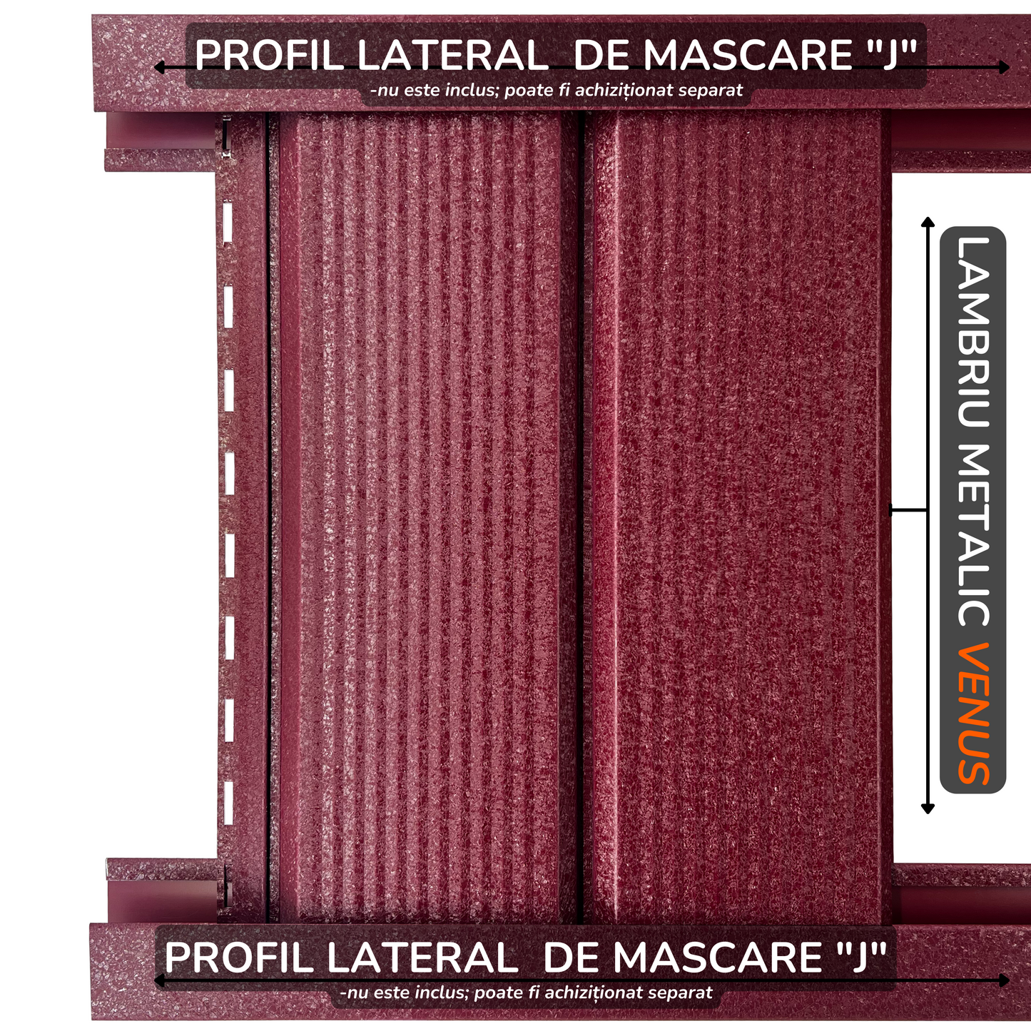 Lambriu Metalic Striat Venus, Visina RAL 3005