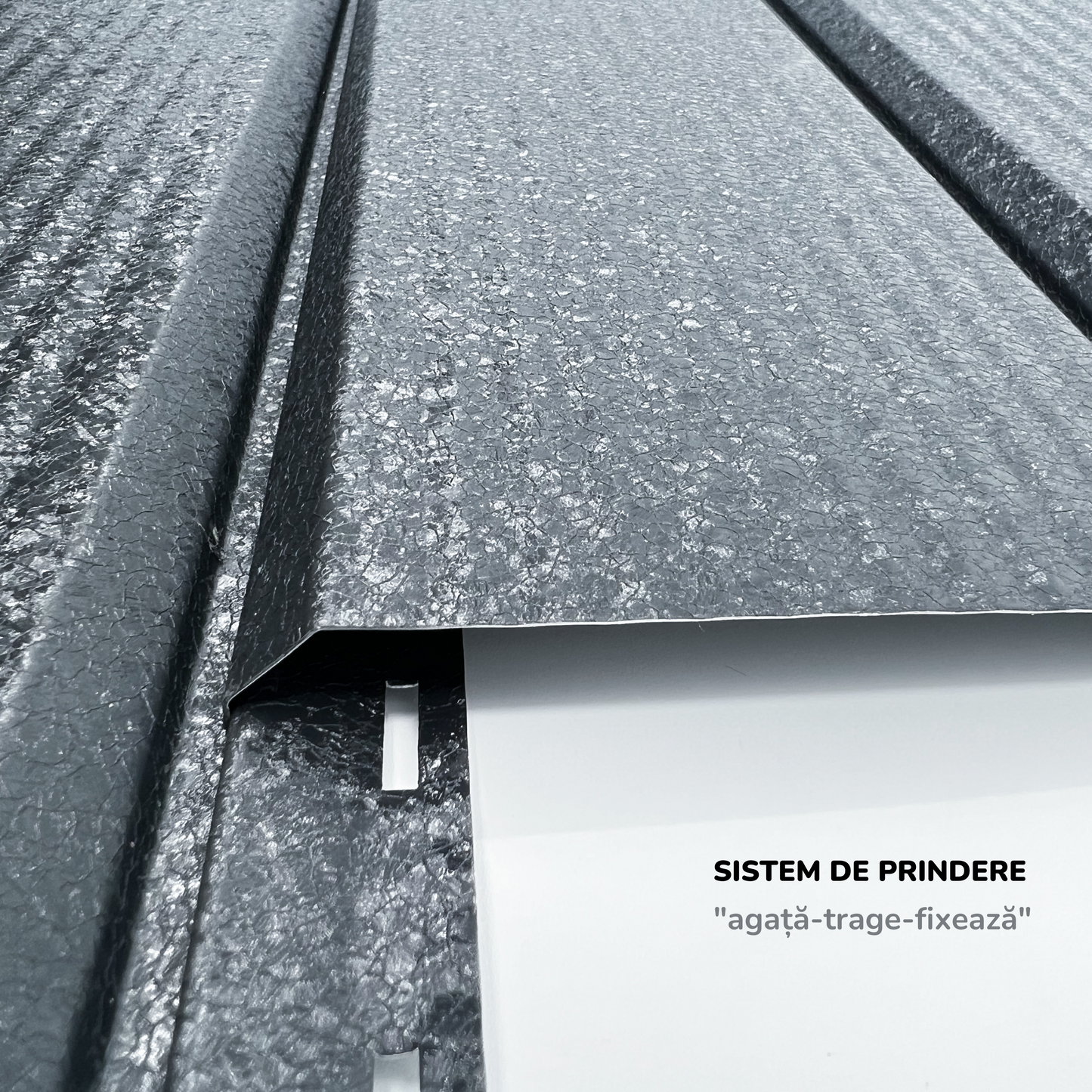 Lambriu Metalic Striat Venus, Gri Perlat RAL 7024