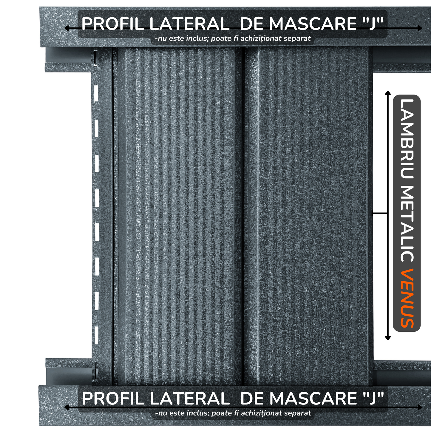 Lambriu Metalic Striat Venus, Gri Perlat RAL 7024