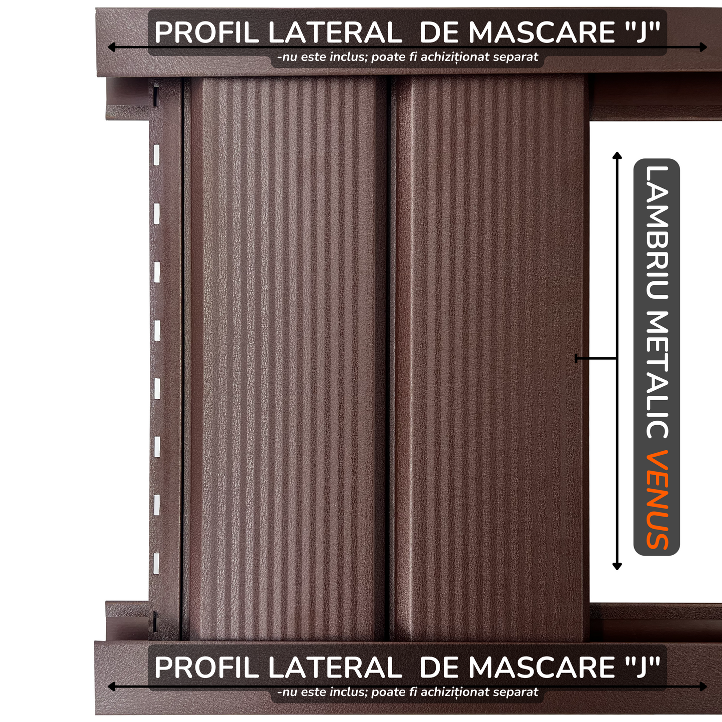 Lambriu Metalic Striat Venus, Maro Ciocolata RAL 8017