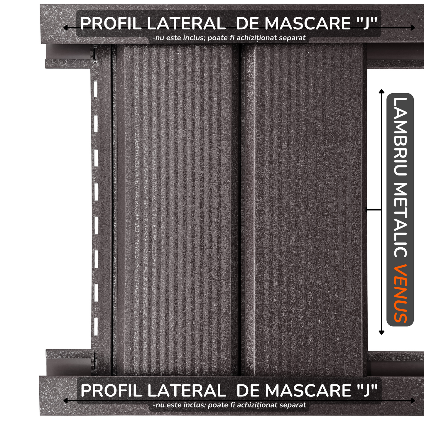 Lambriu Metalic Striat Venus, Maro Cedru RAL 8019