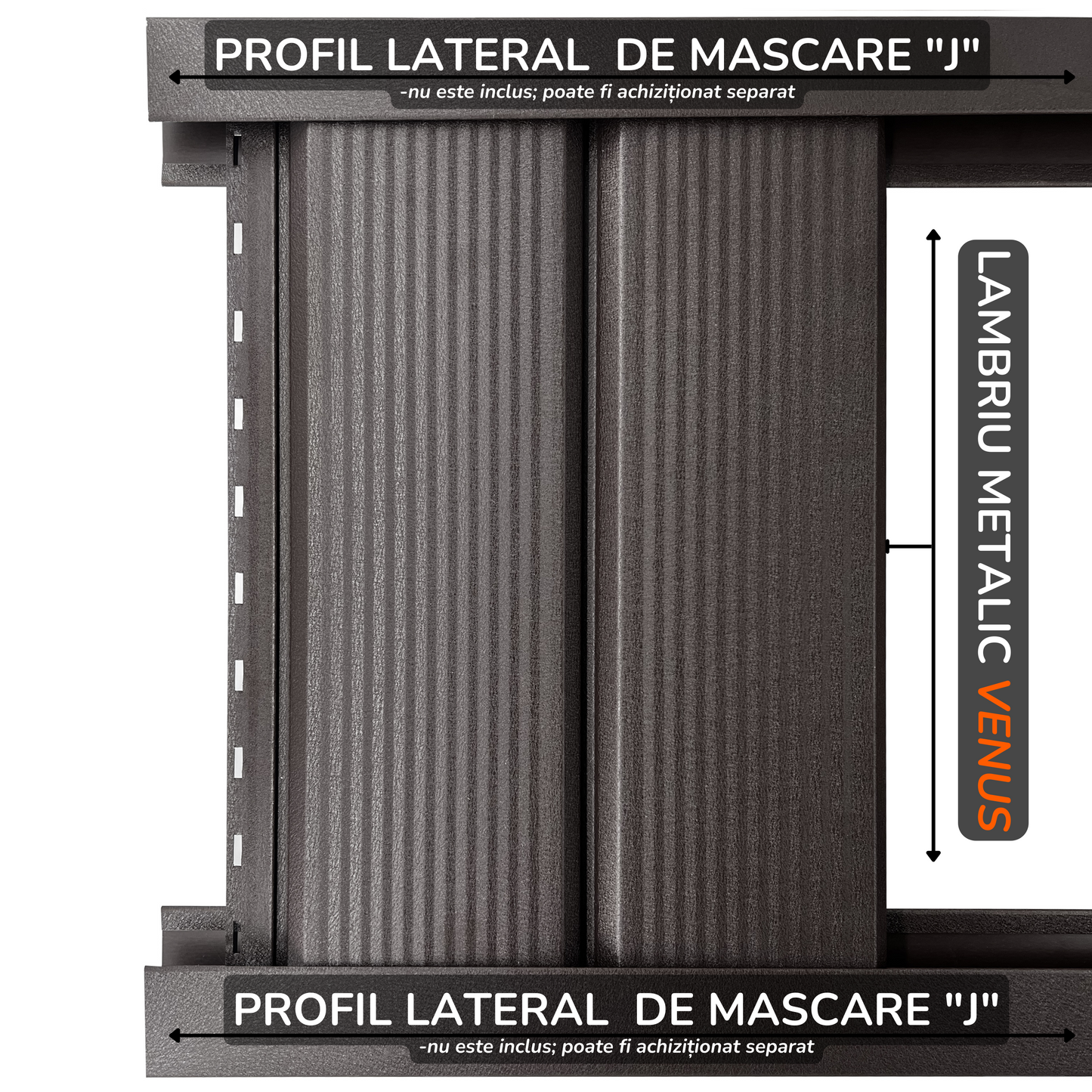 Lambriu Metalic Striat Venus, Maro Espresso RAL 8019