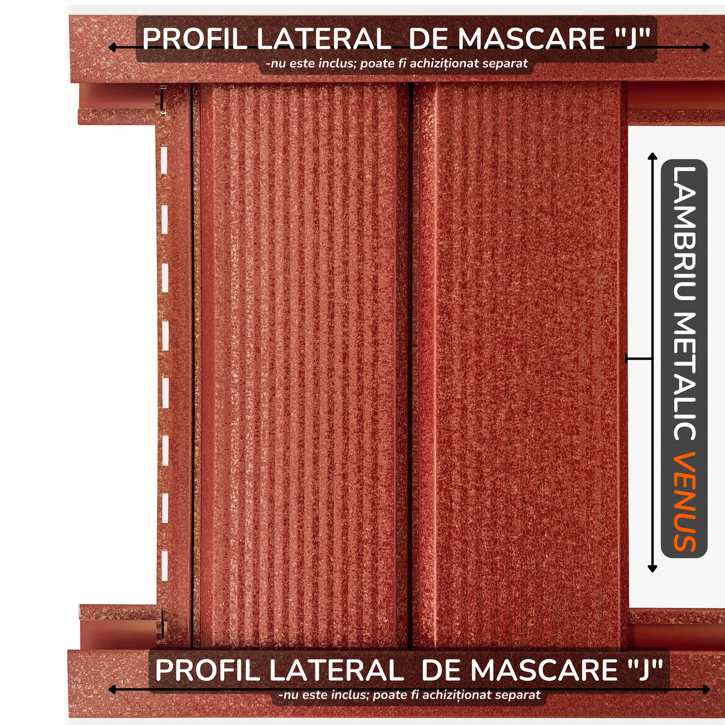 Lambriu Metalic Striat Venus, Caramida Rosie RAL 3009