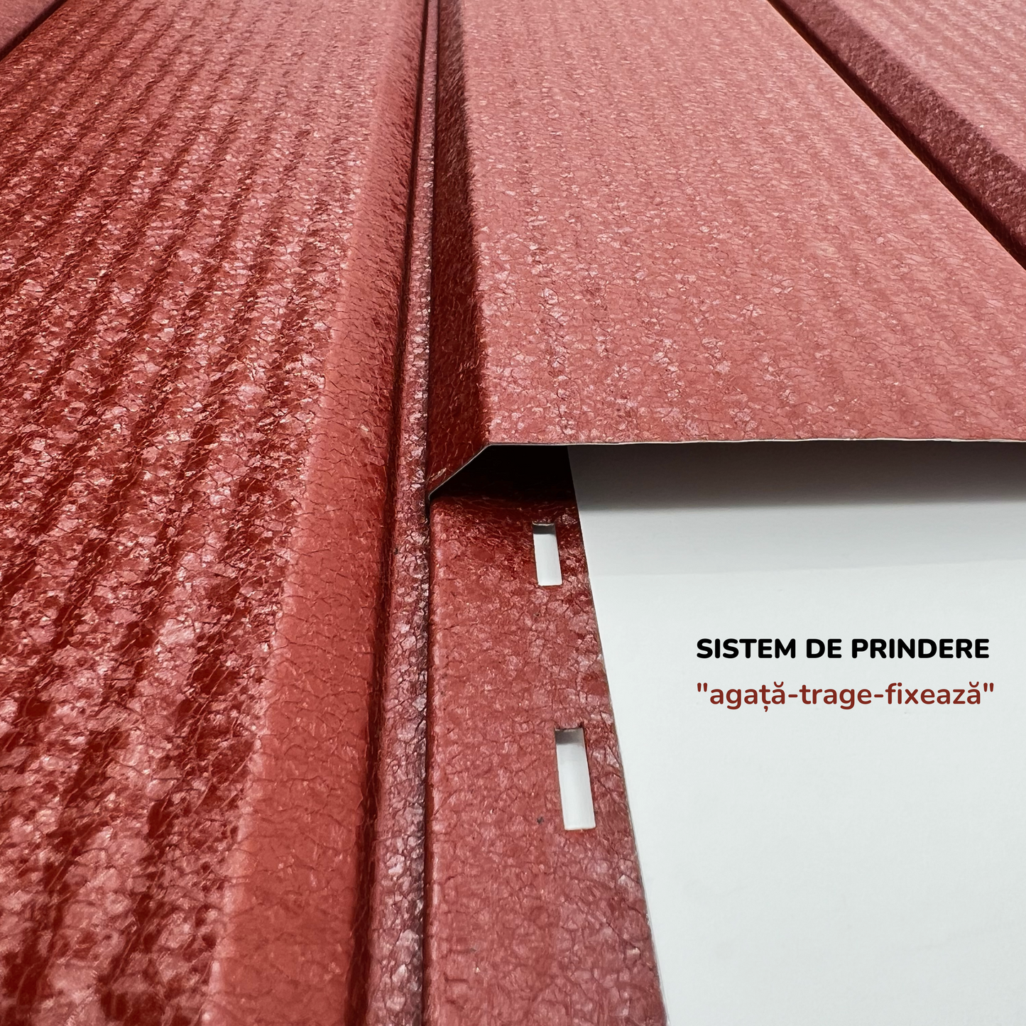 Lambriu Metalic Striat Venus, Caramida Rosie RAL 3009