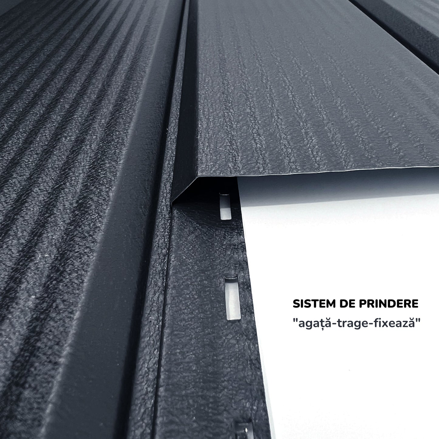 Lambriu Metalic Striat Venus, Gri Atlantic RAL 7016