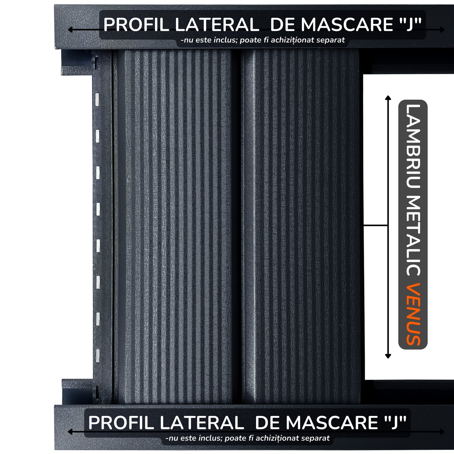 Lambriu Metalic Striat Venus, Gri Atlantic RAL 7016
