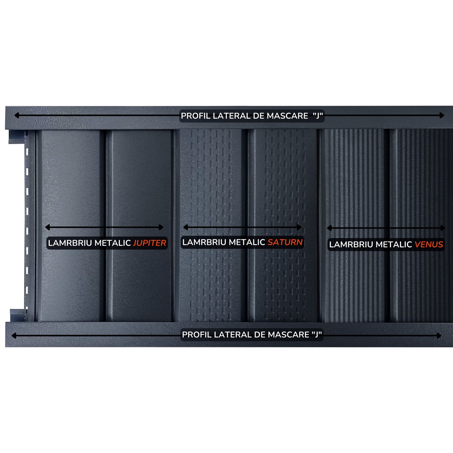 Lambriu Metalic Striat Venus, Gri Atlantic RAL 7016