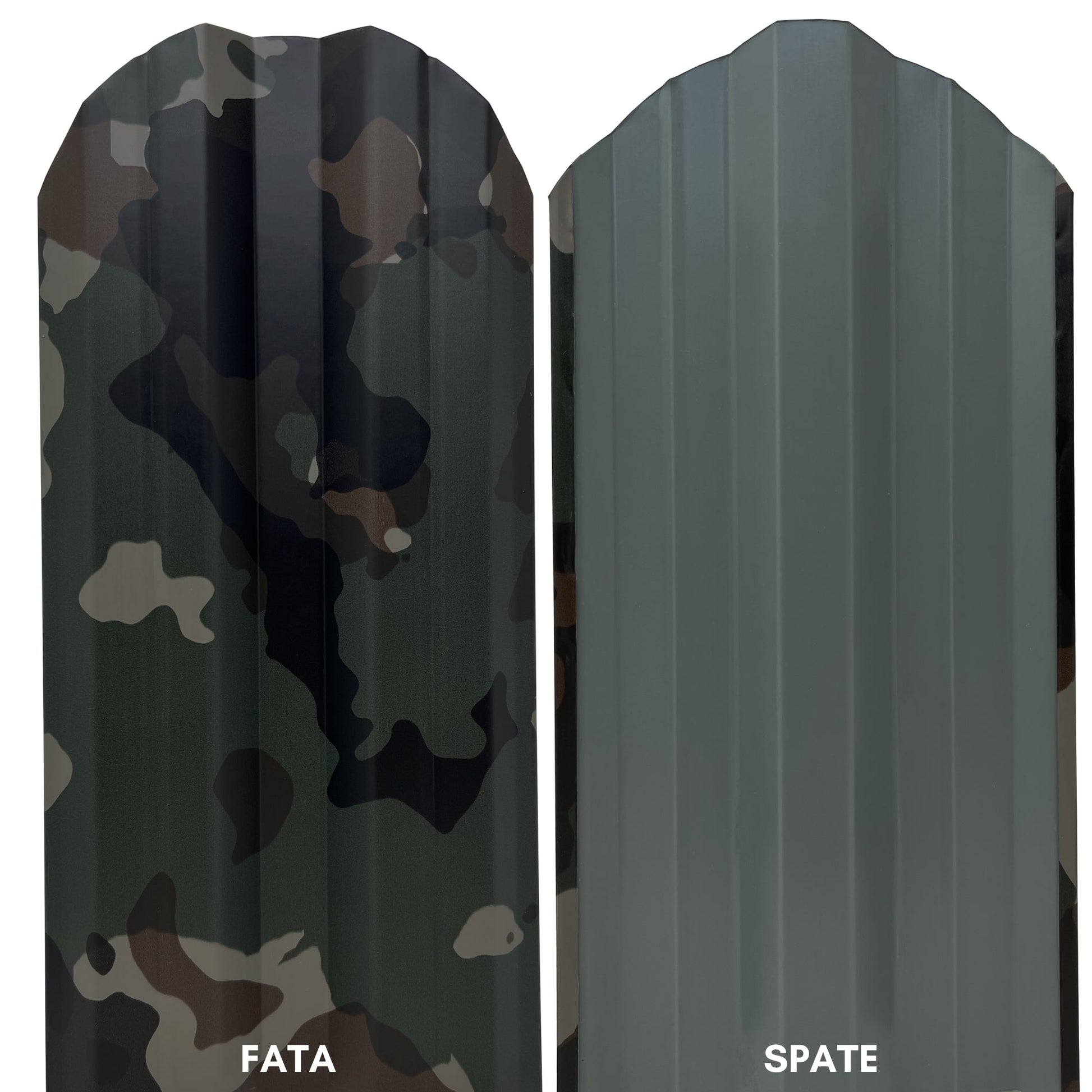 Prim-plan al modelului TISA Sipca Metalica cu finisaj de Print în culoare Camuflaj, disponibil pe www.sipca.ro, fabricat de Top Profil Sistem.